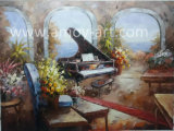 Framed Piano Inner Decoration Oil Painting for Wall Decoration