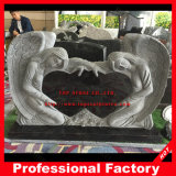 Angel and Double Heart Shaped Granite Memorial Monuments Tombstone