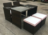 Stainless Steel Wicker Table and 4 Chairs Set Outdoor Patio