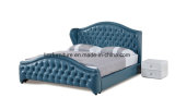 Classic Genuine Leather King Size Bed with Button