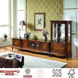 French Style Glass Solid Oak TV Stand Antique Style TV Unit (GSP15-013)