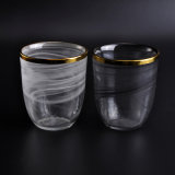 Pop Home Wedding Decoration Glass Candle Holder with Gold Rim