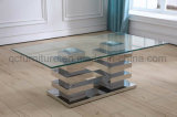 Modern Living Room Furniture Glass Top Stainless Steel Coffee Table