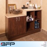 America Style of Solid Wood Bathroom Vanities with Ceramic Basin and Glass Laminates