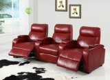 3 Seater Red Leather Sofa Manuel Recliner Home Theater Seating Chair