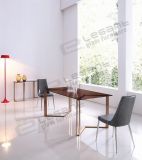 Simple Tempered Glass Dining Table with Stainless Steel Leg
