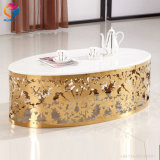 Round Gold Marble Top Wedding Dining Stainless Steel Table (HLY-TS02)
