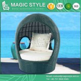 High Quality Round Wicker Daybed Patio Rattan Daybed Garden Bed with Cushion (Magic Style)