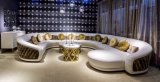 Luxury Italian Style Leather and Fabric Mixed Corner Sofa