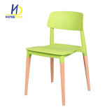 Comfortable Style PP Plastic Back Seat Wood Legs Dining Chair