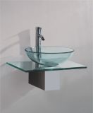 Solid Wood Bracket Glass Wash Basin (7060)