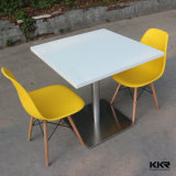White 2 Seater Square Solid Surface Restaurant Dining Table