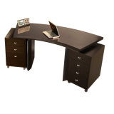 Raised Top Laminate Office Desk, L Shape Executive Table
