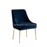 Modern Luxury Navy Blue Banquet Fabric Chair with Stainless Steel Legs