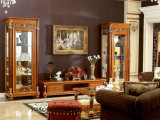 0029 Italian Royal Wooden Furniture Style Luxury Brass Decoration Living Room Showcase