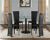 Oval Dining Table with Metal and Leather