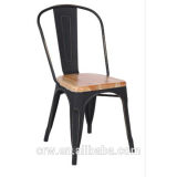 Powder Coated Metal Wood Chair Iron Side Chair with Wooden Seat