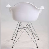 Side Chair White Seat Metal Legs Dining Room Chairs No Arms Molded Plastic Seat