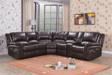 Living Room Sectional Corner Recliner Sofa with Storage Console, and Cup Holders