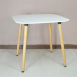 (SP-RT527) Modern Wooden Leg Square White Plastic Dining Table