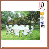 Round Plastic Folding Hotel Table with Metal Folding Legs