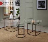 Black Steel Frame with Clear Tempered Glass Side Table