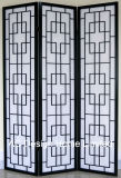 Black Color Living Room Rice Paper Non-Woven and Wooden Japanese Style Folding Shoji Screen Room Divider X 3 Panel