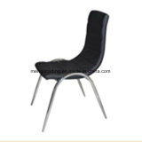 Ergonomic Hot Sale Home Furniture Black Leather Chromed Dining Chair
