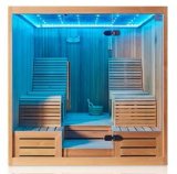 Two People Lie Down African White Pine Square Sauna/Infrared Sauna Room