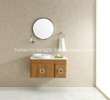 Modern Hot Sale Wooden Pattern Bathroom Vanity Cabinet with Circle Mirror