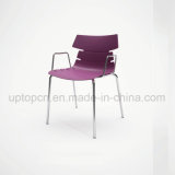 Wholesale Color Customizable Plastic Chair with Chrome Steel Leg and Armrest (SP-UC494)
