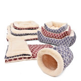 Grid Velvet Pet Cushion Dog Coral Fleece Design Beds