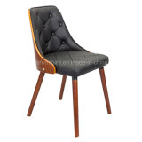 Walnut Veneered Bentwood Fabric Dining Chair (W16905-2)