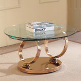Hot Sale Rose Gold Rotating Mirrored Glass Coffee Table