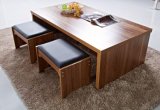 Textured Wood Grain Brown Square Coffee Table