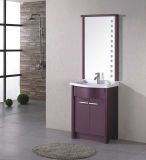 Floor Mounted Ceramic Basin PVC Bathroom Cabinet