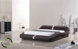 Italian Leather Queen Upholstered Bed with Headboard