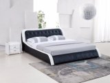 King Size European Design Black+White Leather Bed