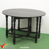 Multi Function Black Wood Round Folding Dining Table