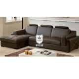 Brown Home Leather Sofas with Chaise for Apartment Living Room
