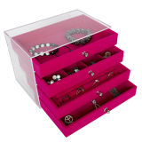 Four-Layer Acrylic Display Case with Velvet Jewelry Display Tray