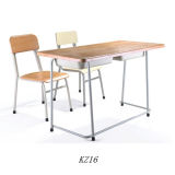 Best Price Wooden Furniture School Double Desk and Chair