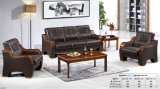 Leisure Popular Hotel Waiting Sofa Office Leather Sofa with Wooden Armrest 321#