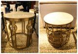 5 Star Hotel Furniture Stainless Steel Metal Legs Stone/Marble Coffee Table (KL C02)