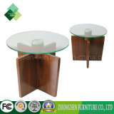 High Quality Black Walnut Structure Glass Desktop Coffee Table