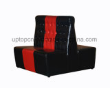 Solid Wooden Restaurant Black and Red Leather Sofa (SP-KS417)