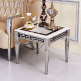 French Design Elegant Side Table with Glass Top Marble Top