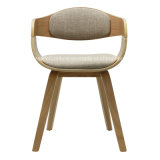 Wood Veneered Bentwood Fabric Dining Chair