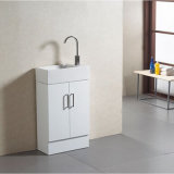 Fashinable Wooden Bottom Bathroom Cabinet with White Ceramic Basin and Faucet