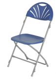 Plastic Fan Back Folding Chair in Blue Color